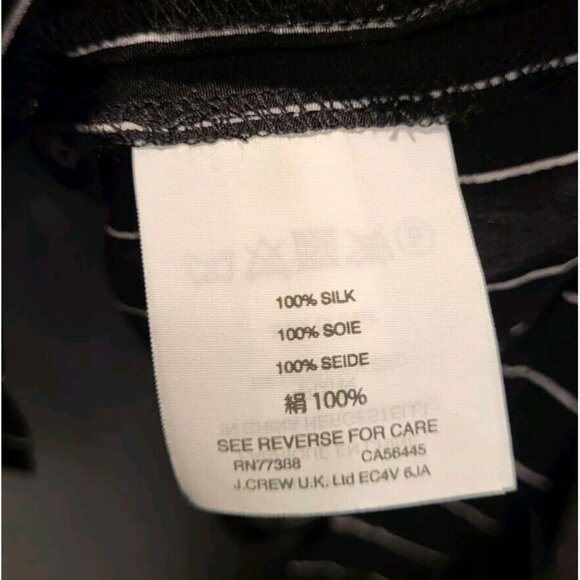 Madewell 100% Silk Black Stripe Button Up Blouse Ruffles Peplum Sz S - Picture 6 of 6